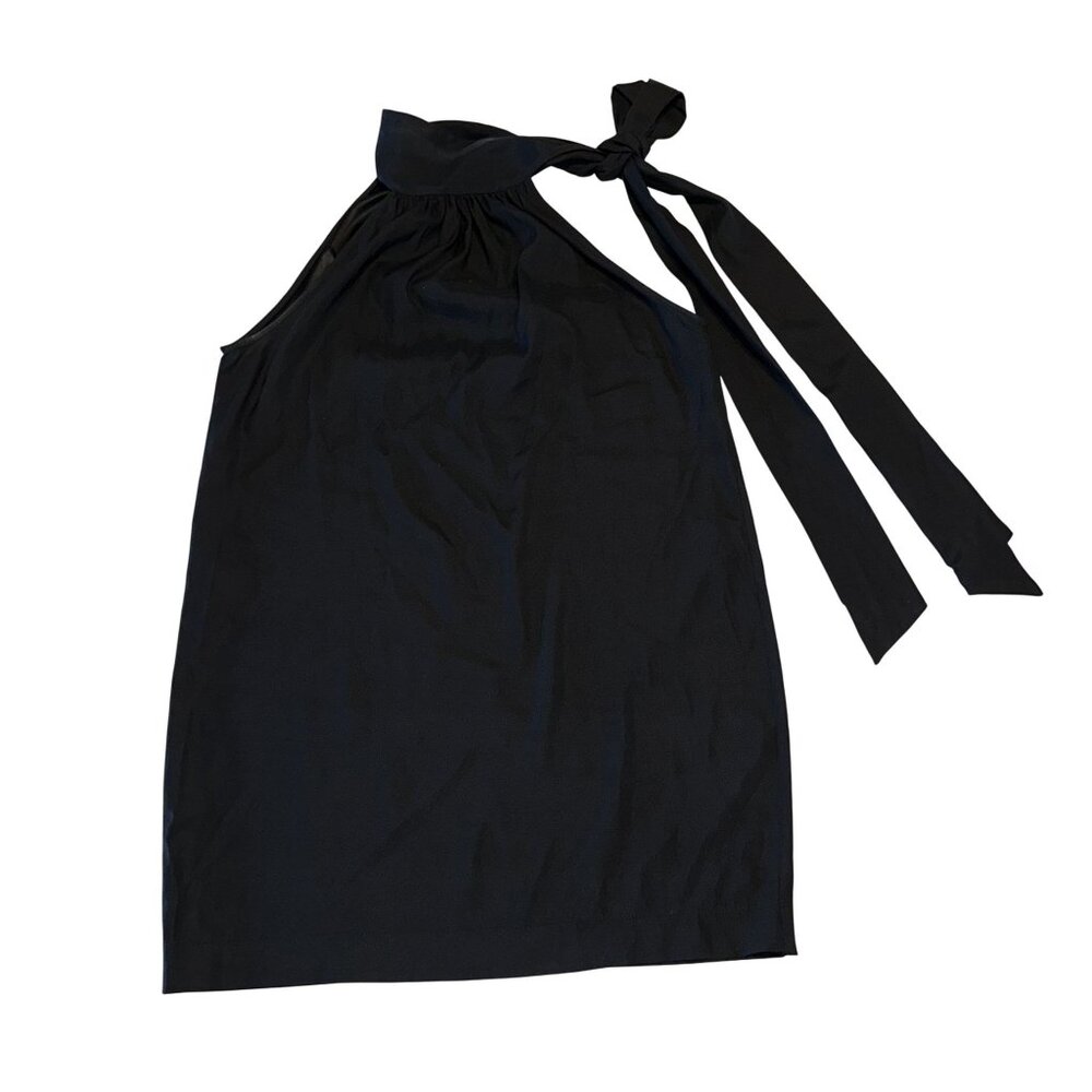 Daine von Furstenberg Black High Neck Tie Silk Blend Blouse Women's 8